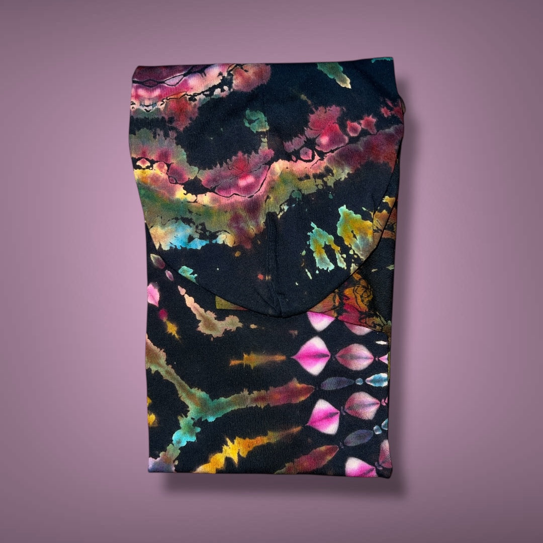 Stained Glass Reverse Dyed Hooded Long Sleeve - Ruby Glow - Adult Small