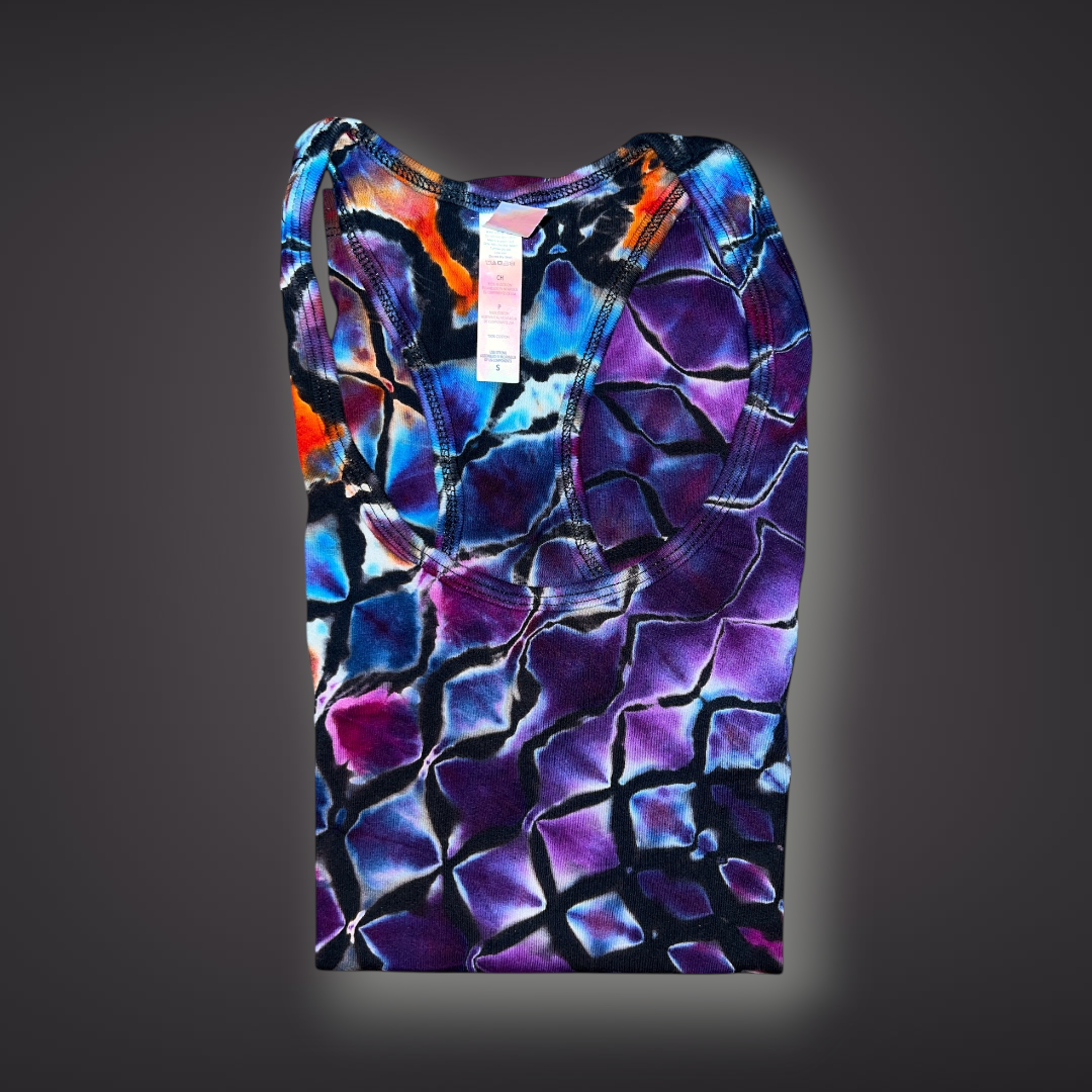 Women's Small - Stained Glass Reverse Dye Racerback Tank - My Favorite Colorset Ever!