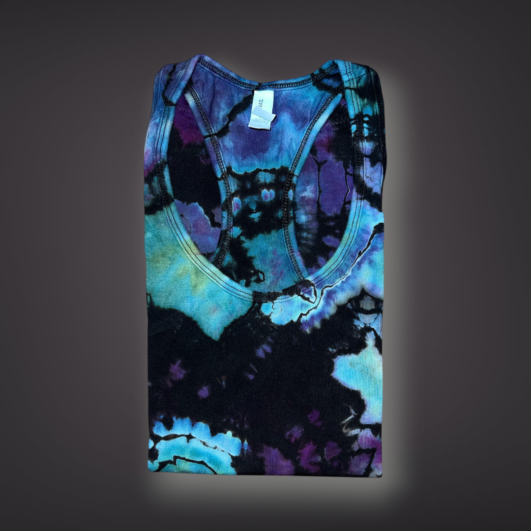 Women's Small - Geode Reverse Dye Racerback Tank - Abalone Shell