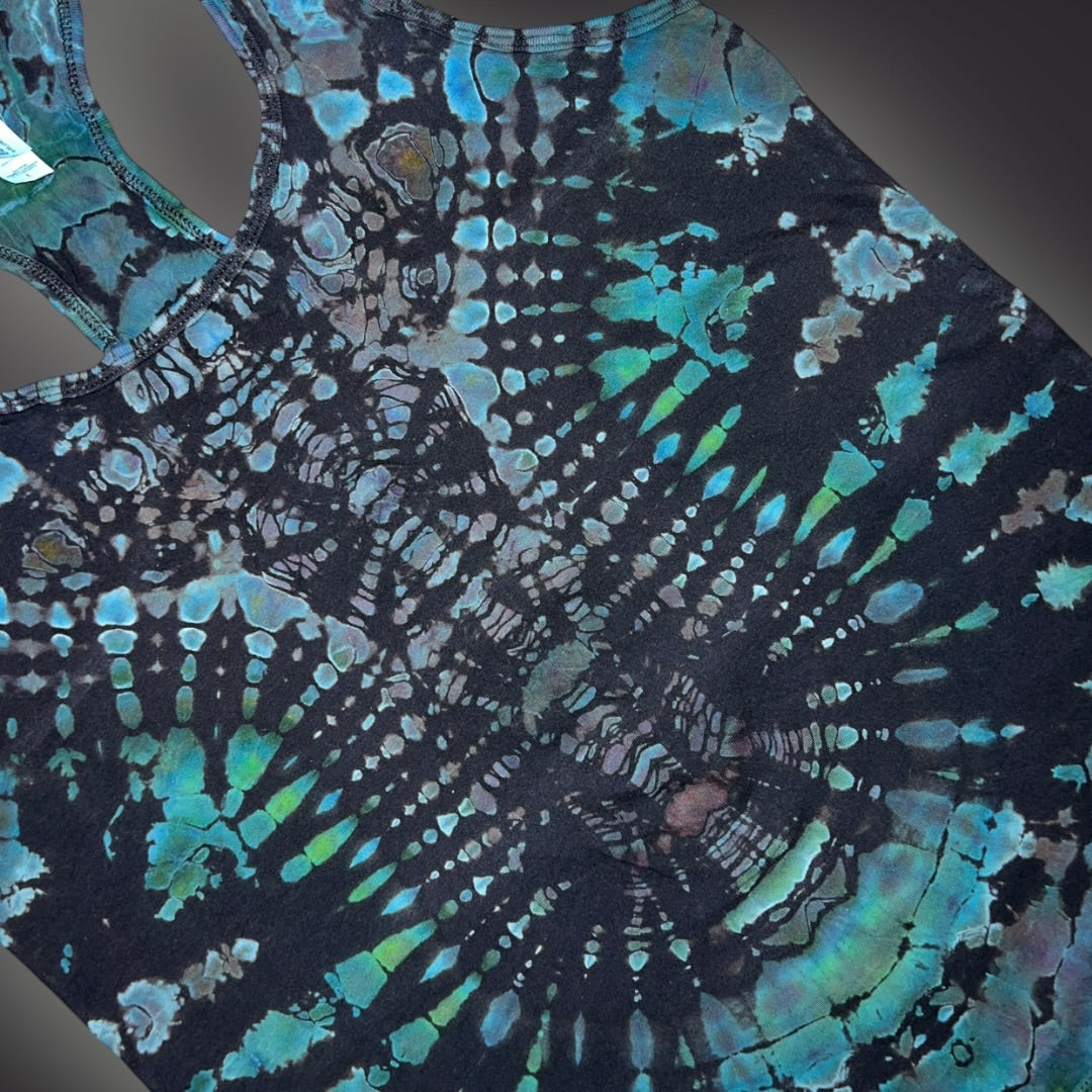 Tribal Symmetry Tank in Winterfresh - Women’s Large Reverse Racerback Tank