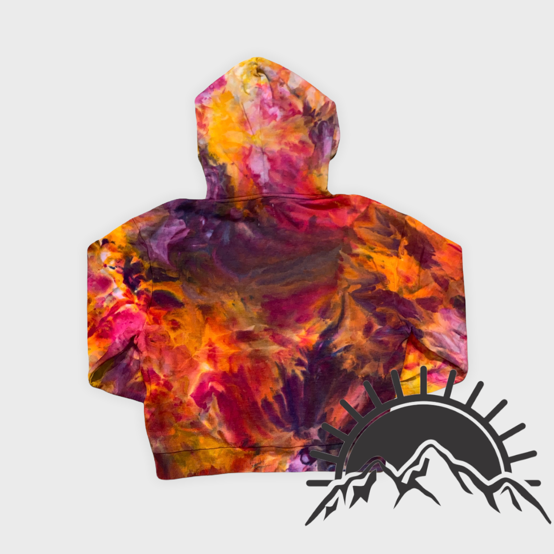 SALE! Orange, Pink, and Purple Grunge Watercolor Cropped Hoodie Women's Medium (petite)