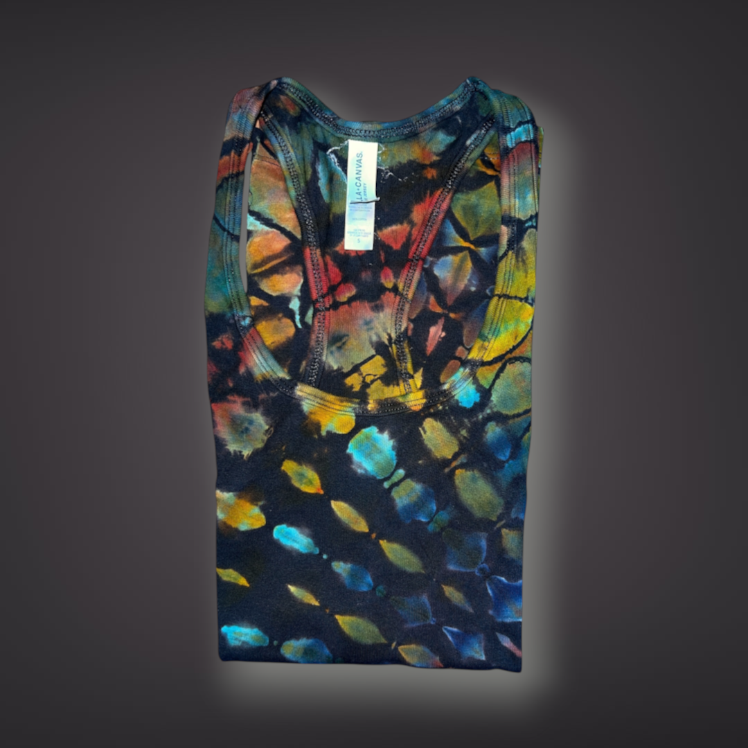 Women's Small - Stained Glass Reverse Dye Racerback Tank - Fall Tones