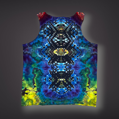 Adult Large - Tribal Reverse Dye Tank - Dark Rainbow