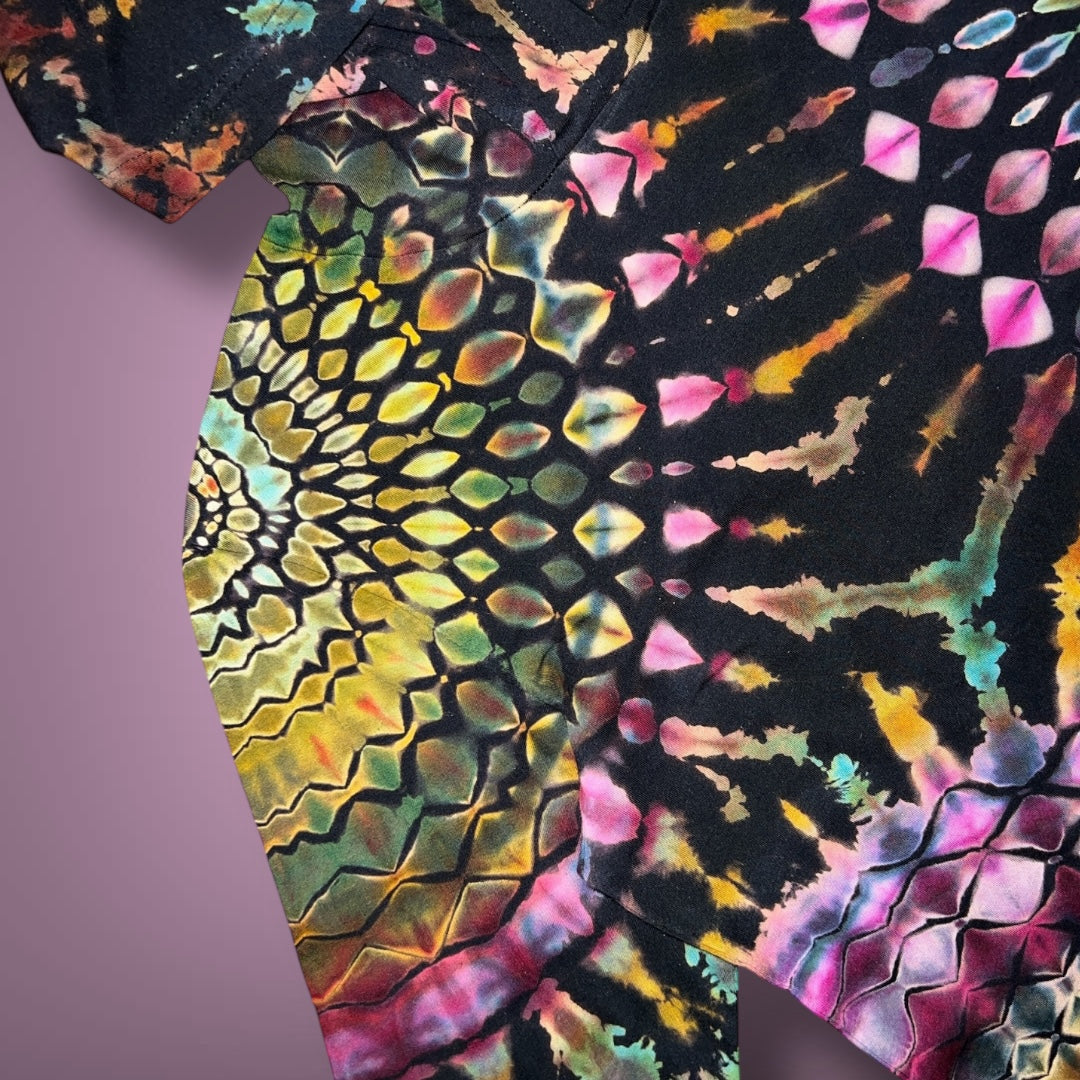 Stained Glass Reverse Dyed Hooded Long Sleeve - Ruby Glow - Adult Small