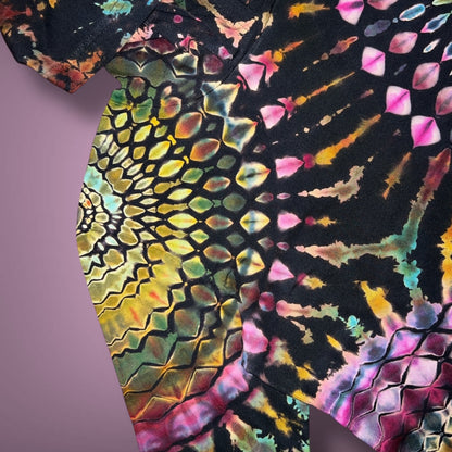 Stained Glass Reverse Dyed Hooded Long Sleeve - Ruby Glow - Adult Small