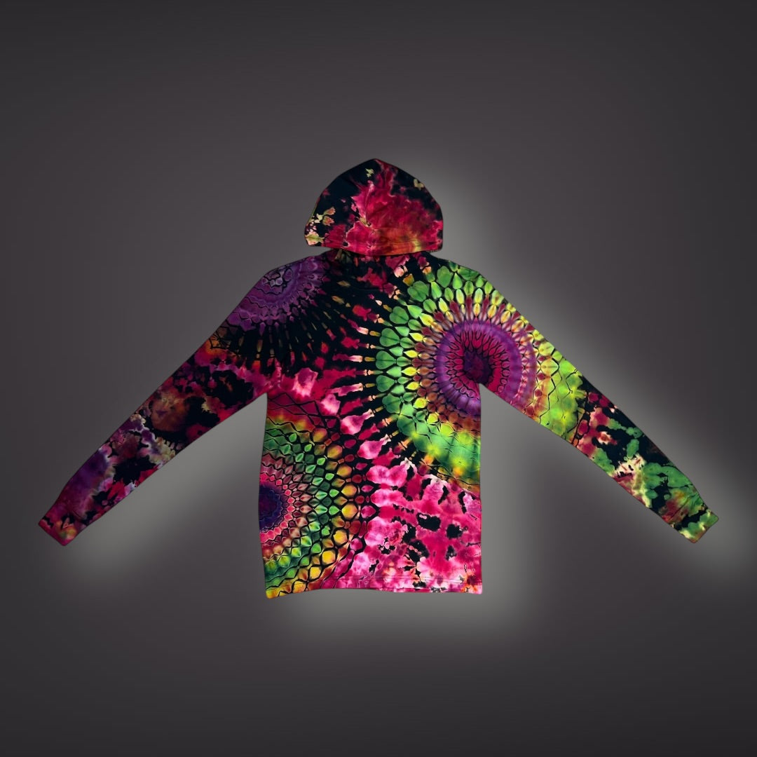 Adult Small - Northern Lights Hooded Reverse Long Sleeve Shirt - Small Defect