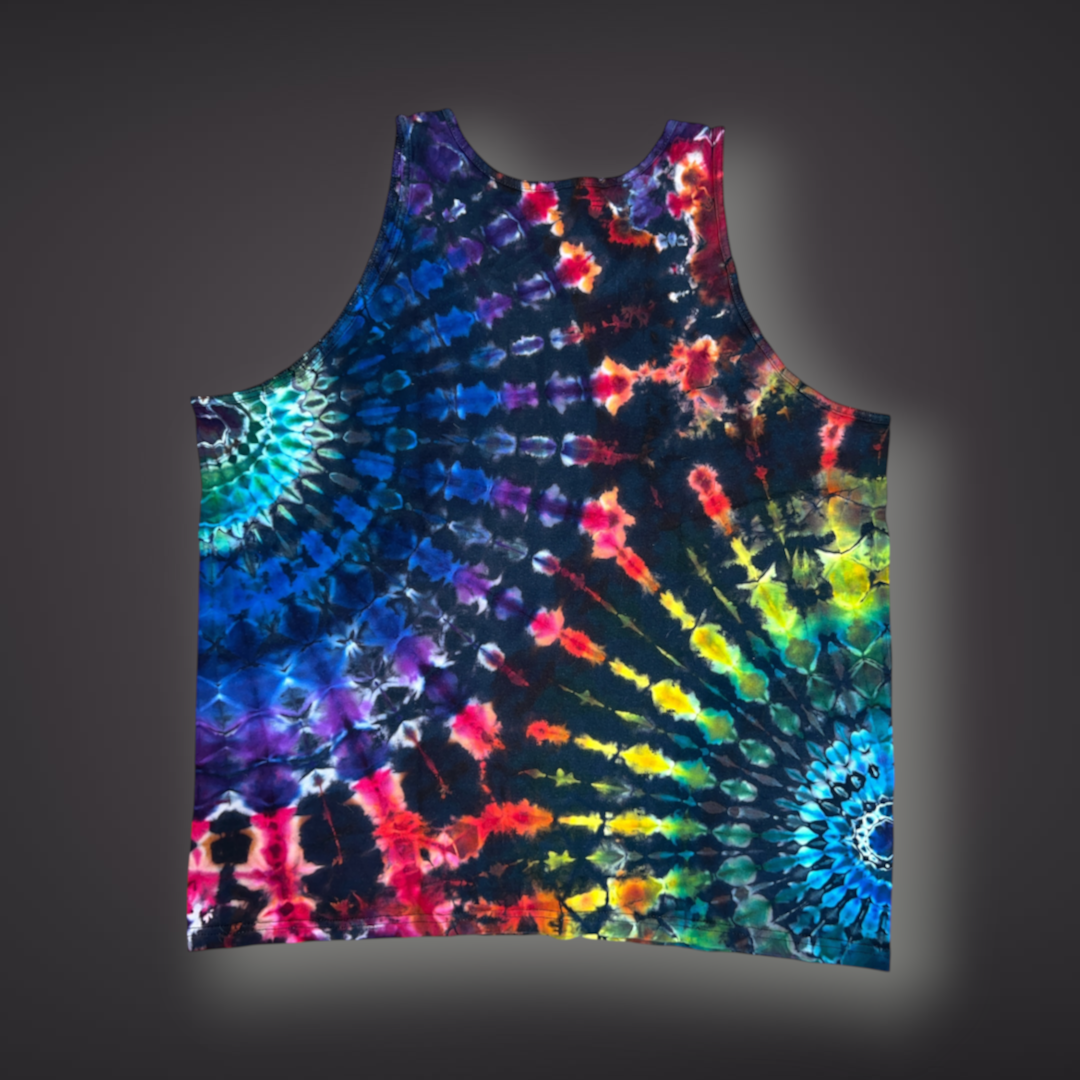 Adult XLarge - Stained Glass Reverse Dye Tank - Dark Rainbow
