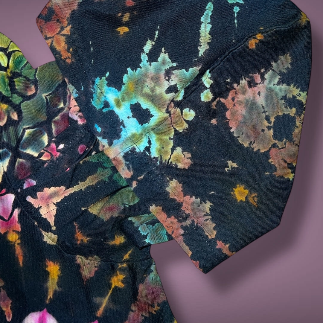 Stained Glass Reverse Dyed Hooded Long Sleeve - Ruby Glow - Adult Small