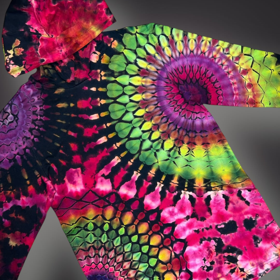 Adult Small - Northern Lights Hooded Reverse Long Sleeve Shirt - Small Defect