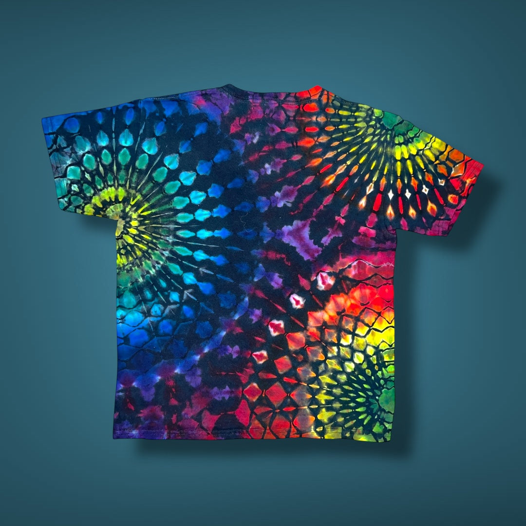 Stained Glass Reverse - Dark Rainbow - Kids Medium Short Sleeve T-Shirt