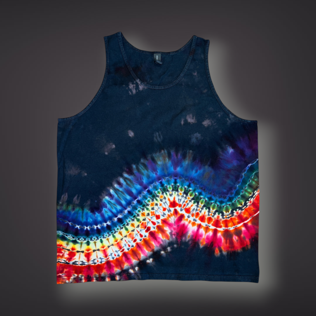 Adult XLarge - Banded Reverse Dye Tank - Dark Rainbow