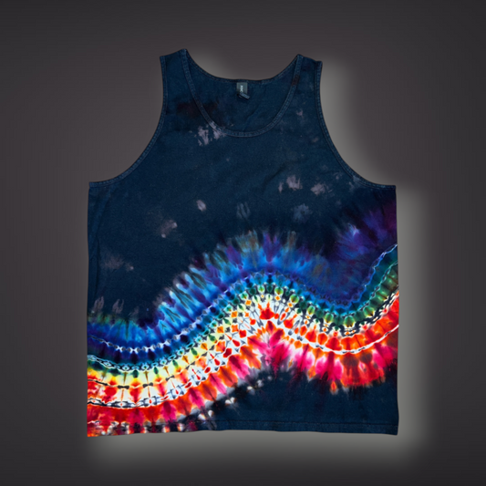 Adult XLarge - Banded Reverse Dye Tank - Dark Rainbow
