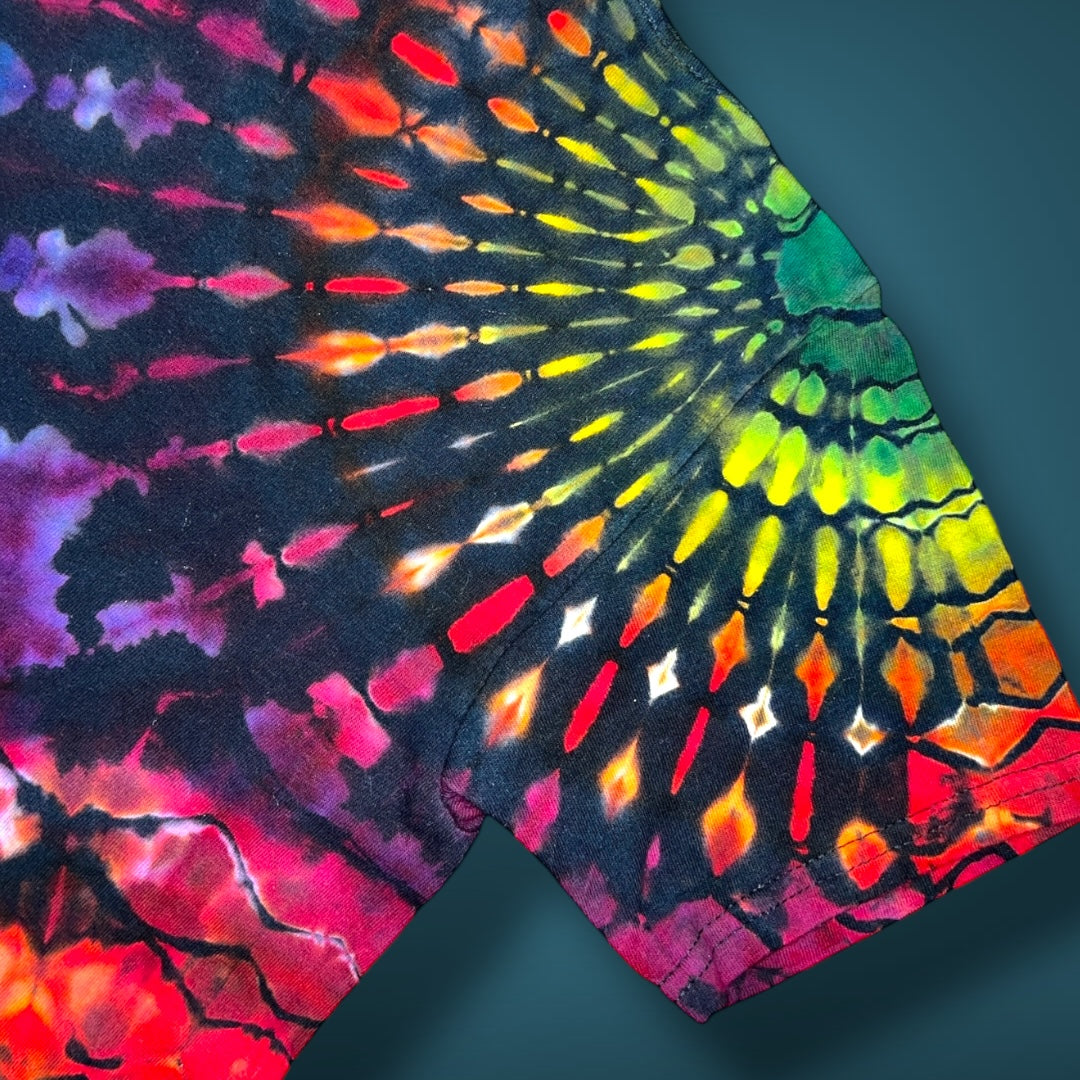 Stained Glass Reverse - Dark Rainbow - Kids Medium Short Sleeve T-Shirt