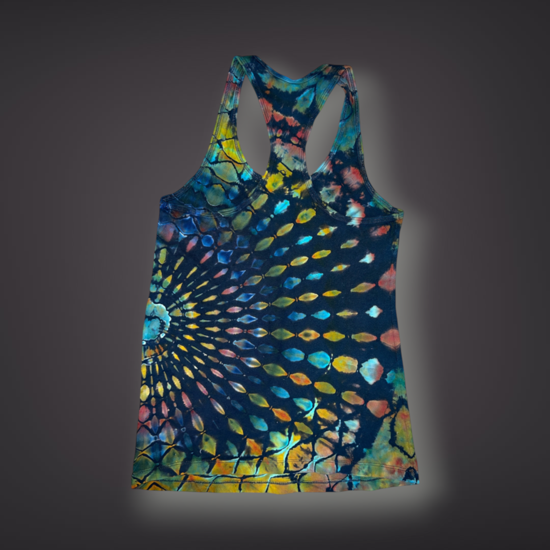 Women's Small - Stained Glass Reverse Dye Racerback Tank - Fall Tones