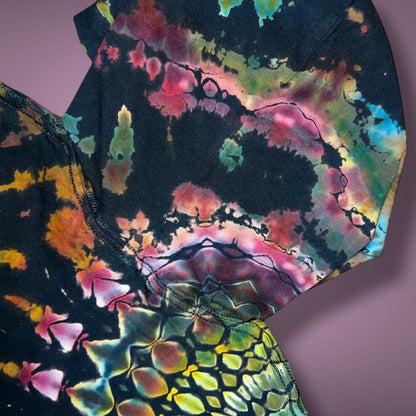 Stained Glass Reverse Dyed Hooded Long Sleeve - Ruby Glow - Adult Small