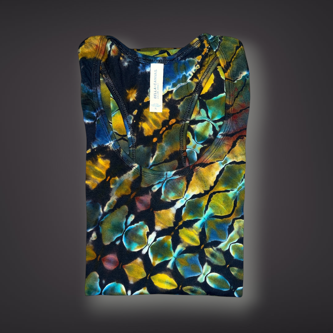 Women's XLarge - Stained Glass Reverse Dye Racerback Tank - Fall Tones