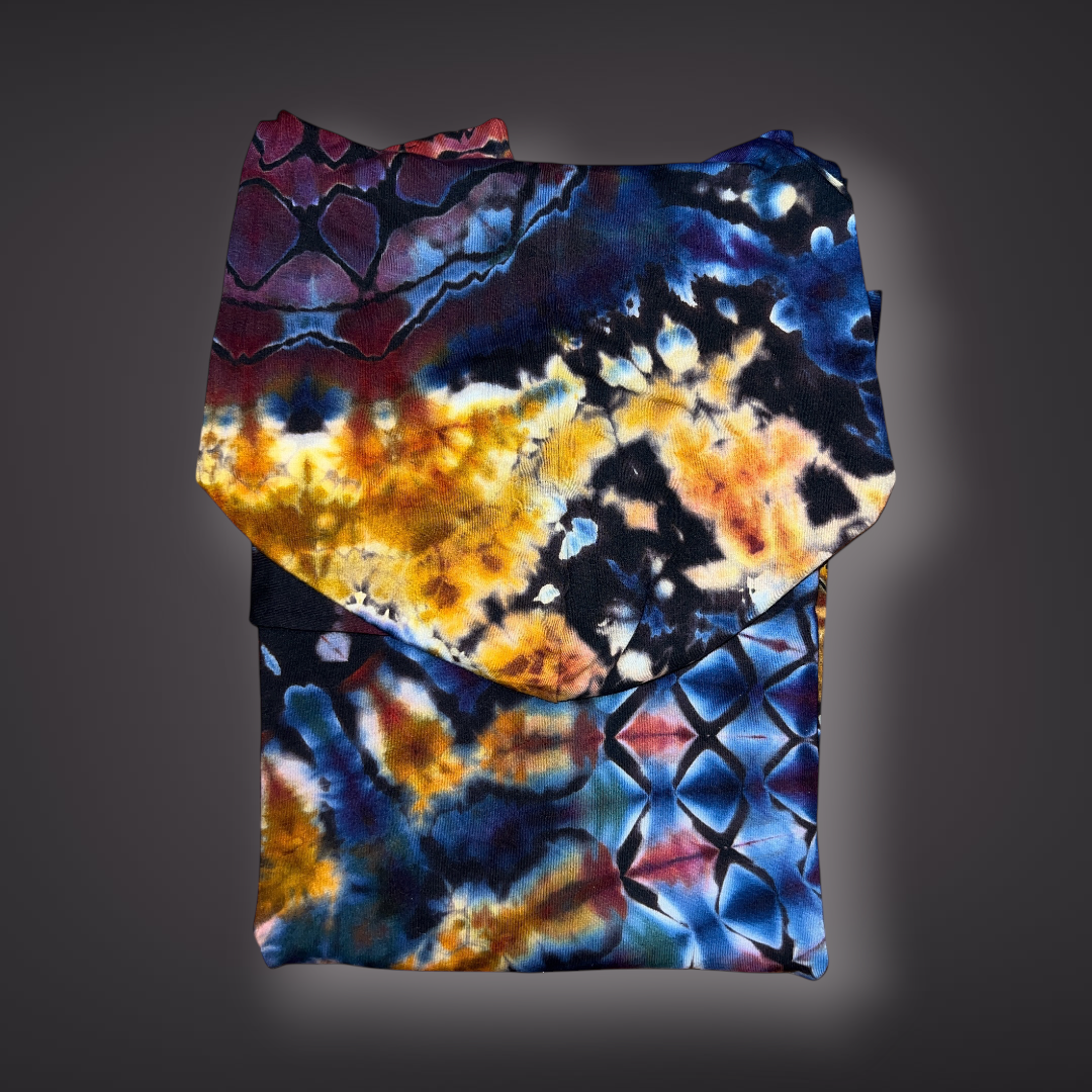 Adult Medium - Stained Glass Reverse Dye Hooded Long Sleeve - Spring Showers Sunset