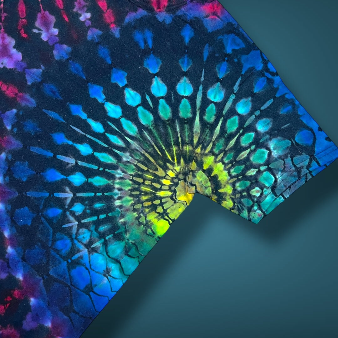 Stained Glass Reverse - Dark Rainbow - Kids Medium Short Sleeve T-Shirt