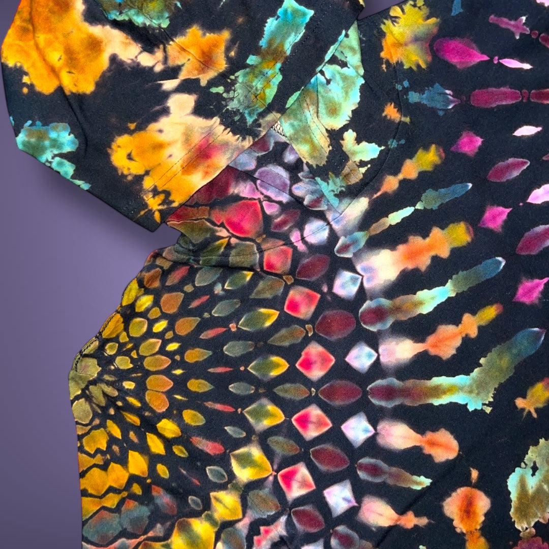 Stained Glass Reverse Dye Hooded Long Sleeve - Adult Large - Fall Gem Tones