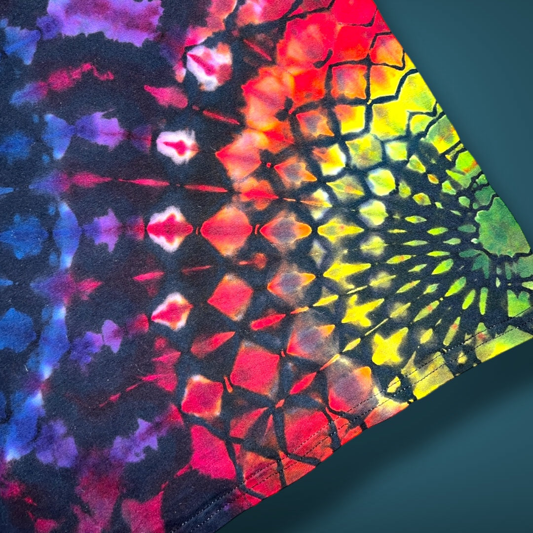 Stained Glass Reverse - Dark Rainbow - Kids Medium Short Sleeve T-Shirt