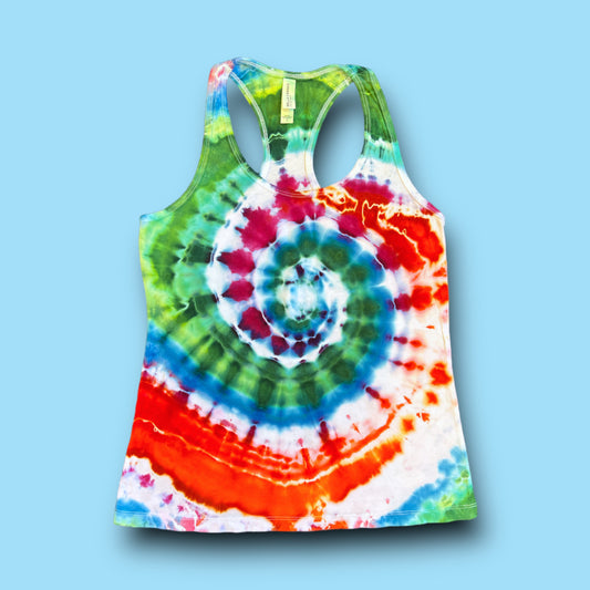Rainbow and White Spiral Tank Women's Small
