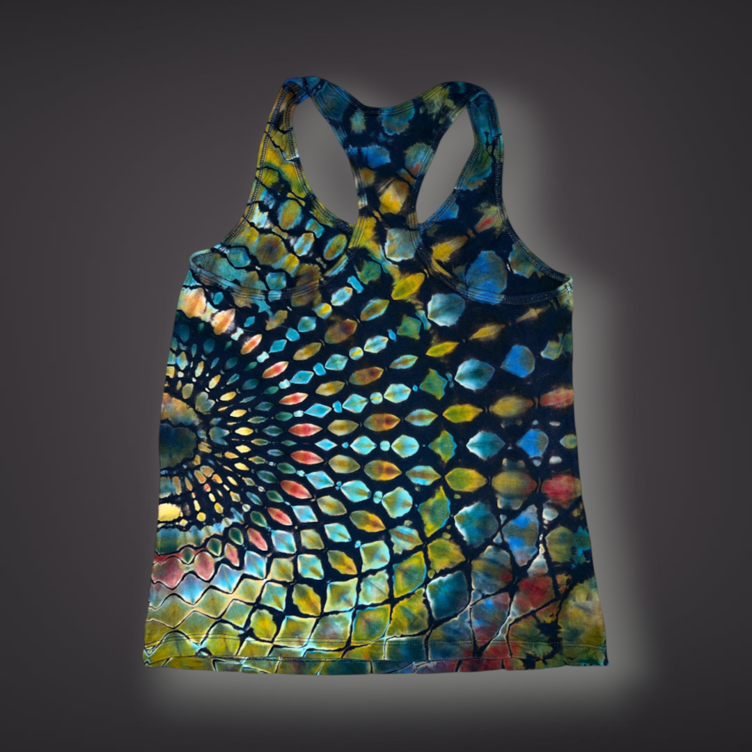 Women's Medium - Stained Glass Reverse Dye Racerback Tank - Fall Tones
