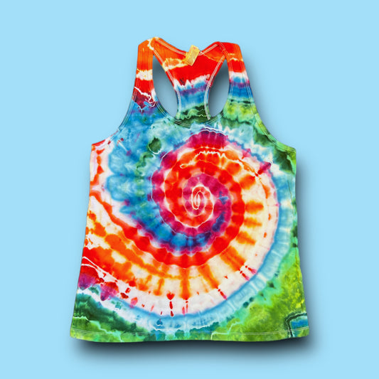 Rainbow and White Spiral Tank Women's Large (Version 1)