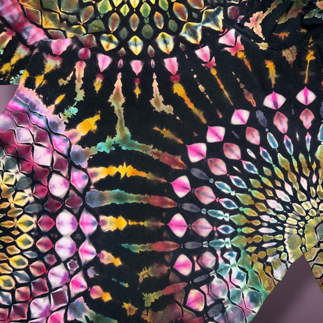 Stained Glass Reverse Dyed Hooded Long Sleeve - Ruby Glow - Adult Small