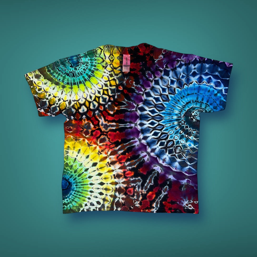 Stained Glass Reverse - Dark Rainbow - Kids XSmall Short Sleeve T-Shirt