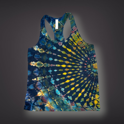 Women's Large - Stained Glass Reverse Dye Racerback Tank - Fall Tones