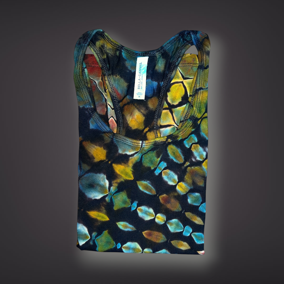 Women's Medium - Stained Glass Reverse Dye Racerback Tank - Fall Tones