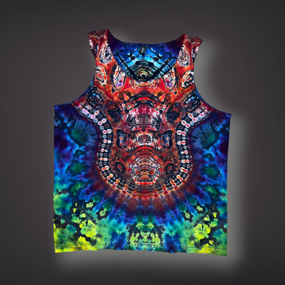 Adult Large - Tribal Reverse Dye Tank - Dark Rainbow