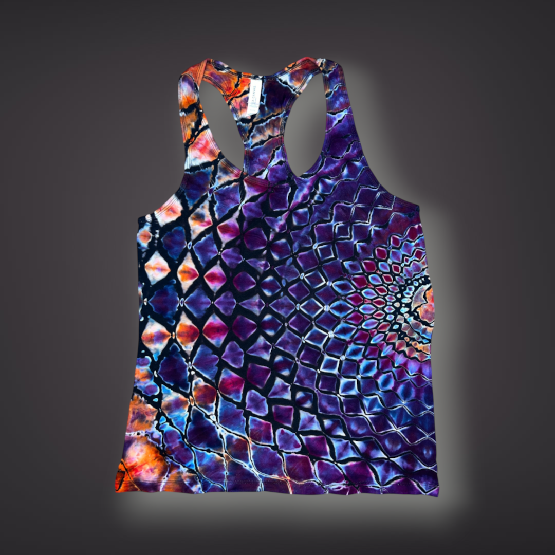 Women's Large - Stained Glass Reverse Dye Racerback Tank - My Favorite Colorset Ever!