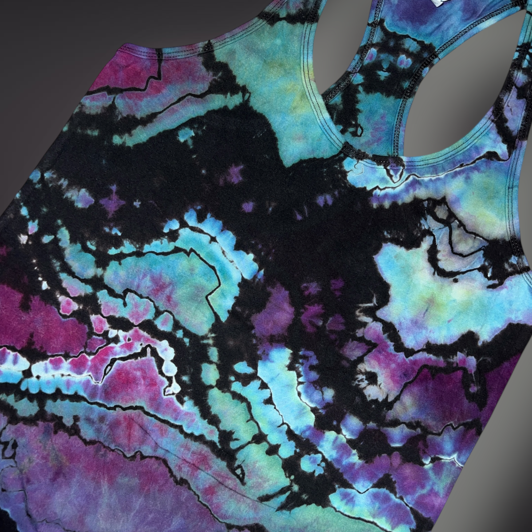 Women's Small - Geode Reverse Dye Racerback Tank - Abalone Shell