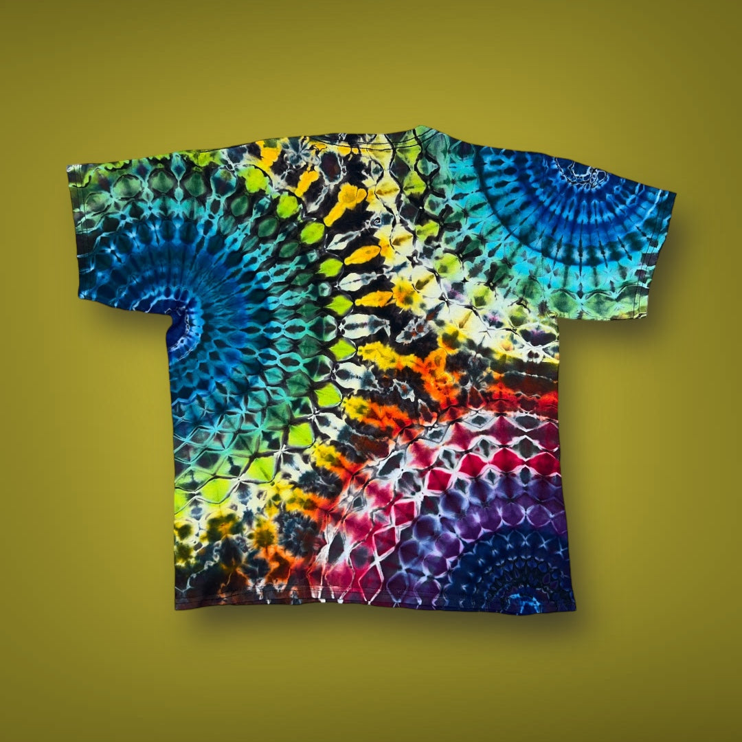 Stained Glass Reverse - Dark Rainbow - Kids XLarge Short Sleeve T-Shirt