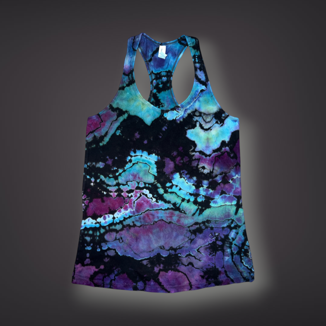 Women's Small - Geode Reverse Dye Racerback Tank - Abalone Shell