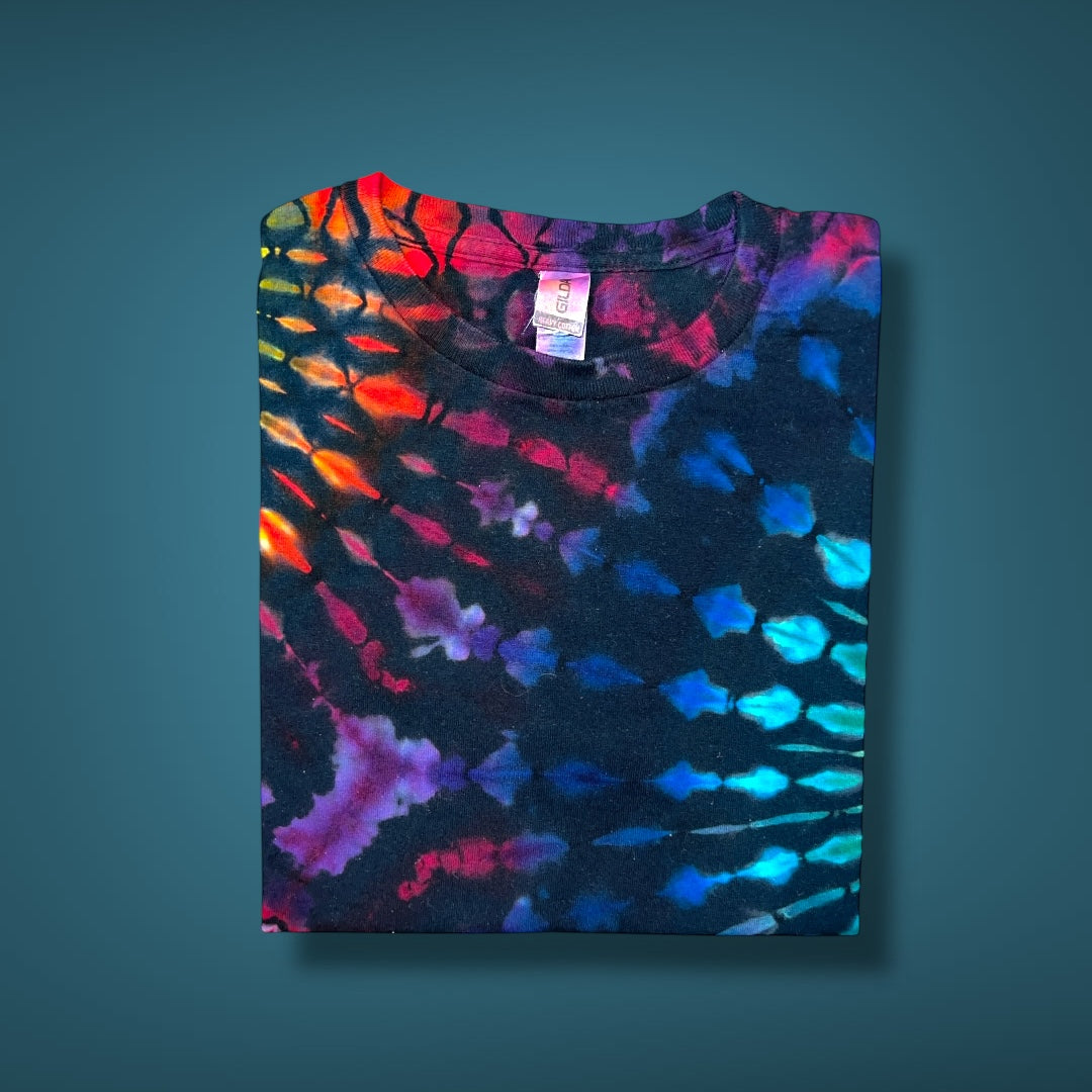 Stained Glass Reverse - Dark Rainbow - Kids Medium Short Sleeve T-Shirt