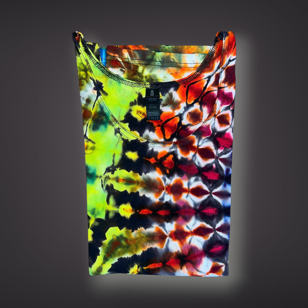 Adult Large - Stained Glass Reverse Dye Tank - Dark Rainbow