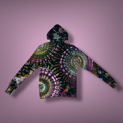 Stained Glass Reverse Dyed Hooded Long Sleeve - Ruby Glow - Adult Small