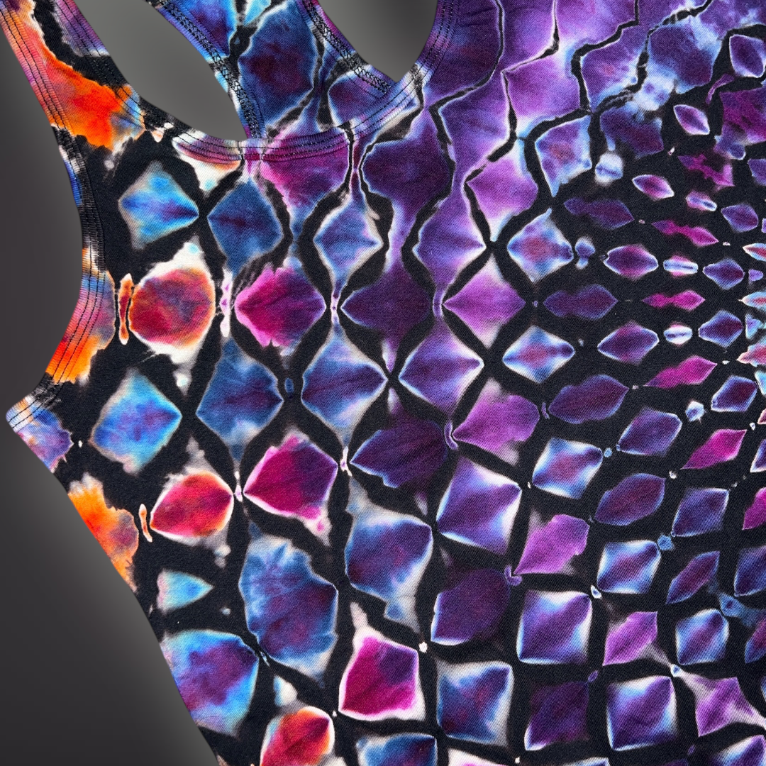 Women's Small - Stained Glass Reverse Dye Racerback Tank - My Favorite Colorset Ever!