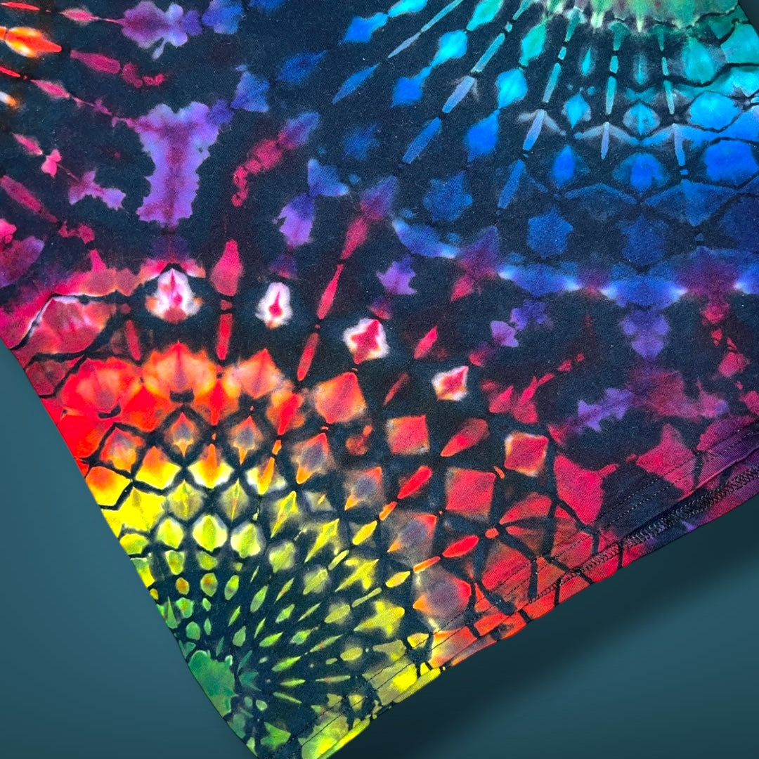 Stained Glass Reverse - Dark Rainbow - Kids Medium Short Sleeve T-Shirt