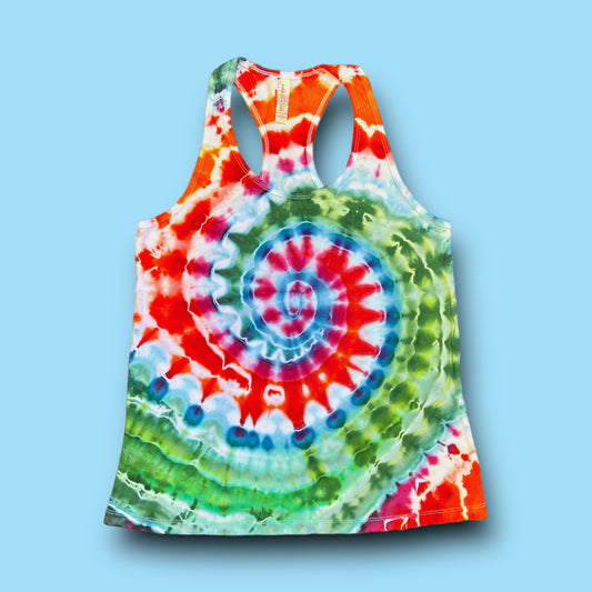 Rainbow and White Spiral Tank Women's Large (Version 2)