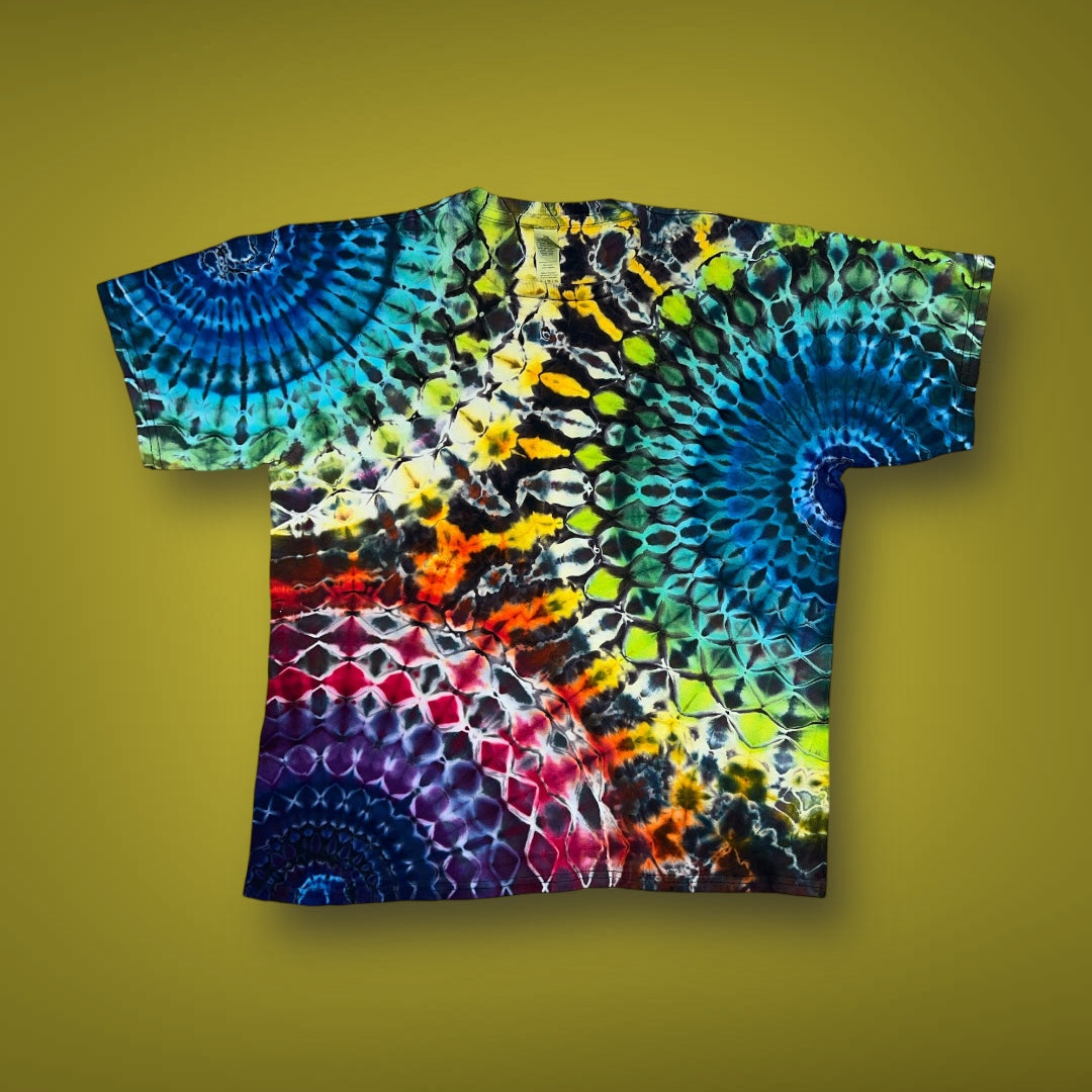 Stained Glass Reverse - Dark Rainbow - Kids XLarge Short Sleeve T-Shirt