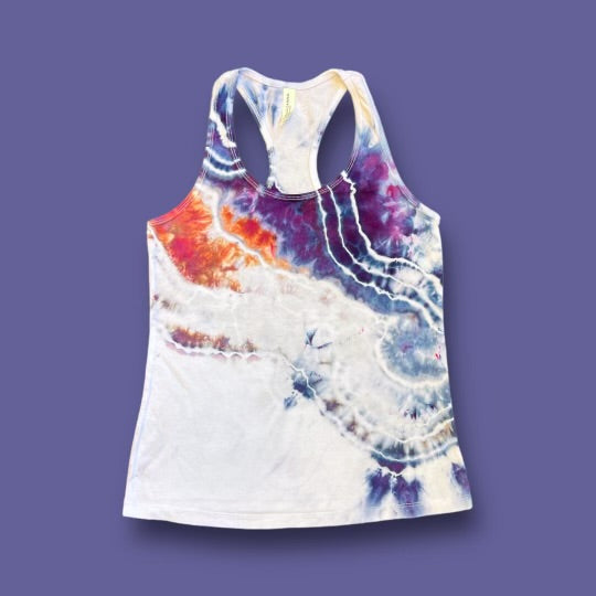 Partial Purple and Pink Geode Racerback Tank Women's Small