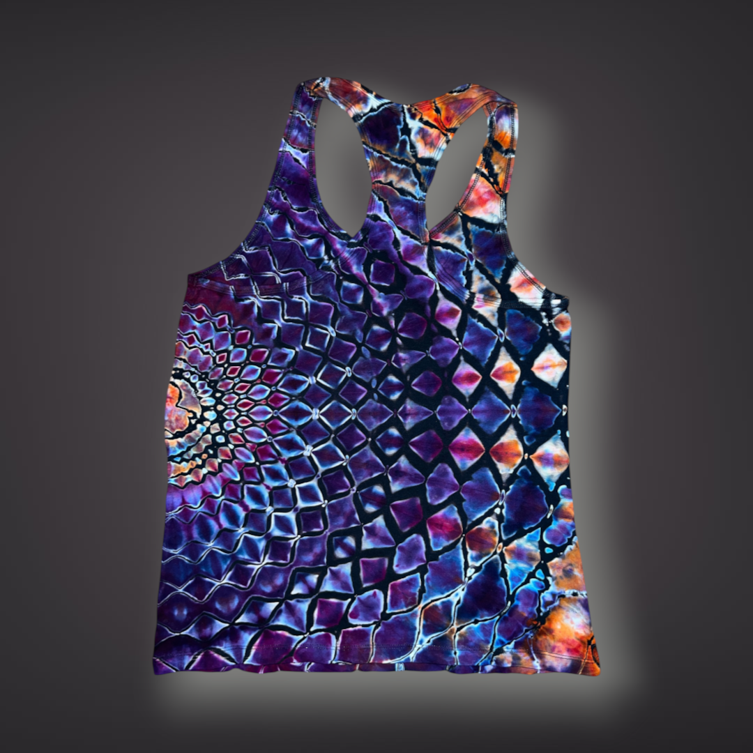 Women's Large - Stained Glass Reverse Dye Racerback Tank - My Favorite Colorset Ever!