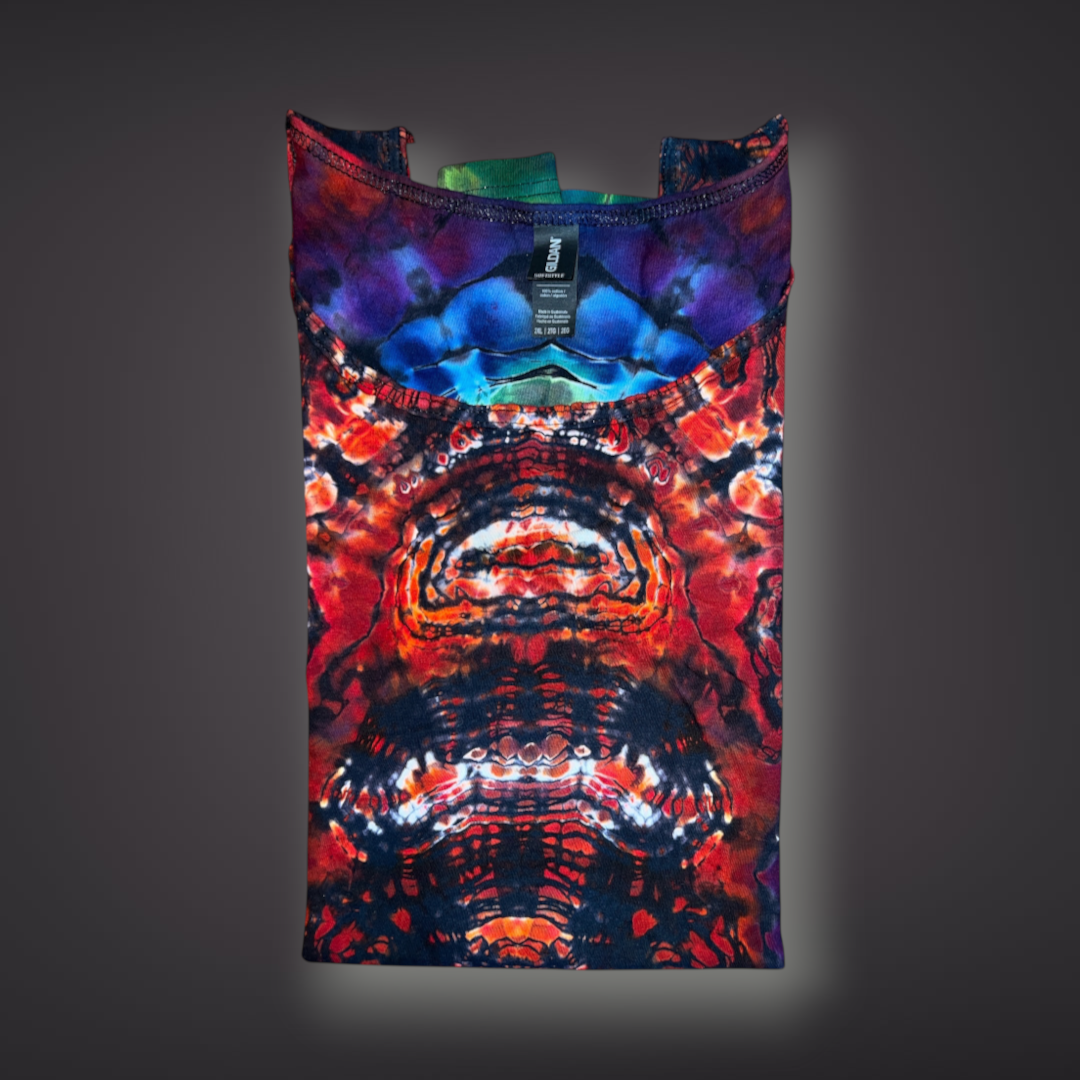 Adult XXLarge - Tribal Reverse Dye Tank - Dark Rainbow