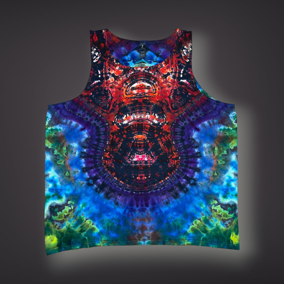 Adult XXLarge - Tribal Reverse Dye Tank - Dark Rainbow