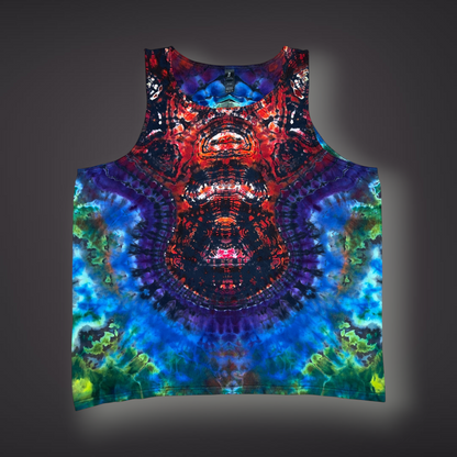 Adult XXLarge - Tribal Reverse Dye Tank - Dark Rainbow