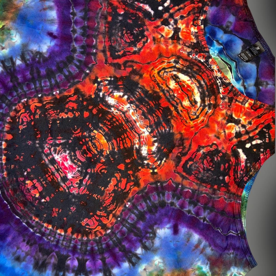 Adult XXLarge - Tribal Reverse Dye Tank - Dark Rainbow