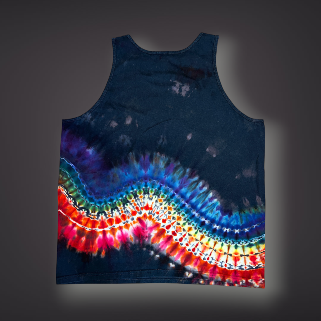 Adult XLarge - Banded Reverse Dye Tank - Dark Rainbow